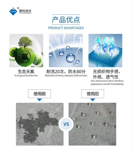 德科纳米Texnology®M380无氟防水剂产品优点